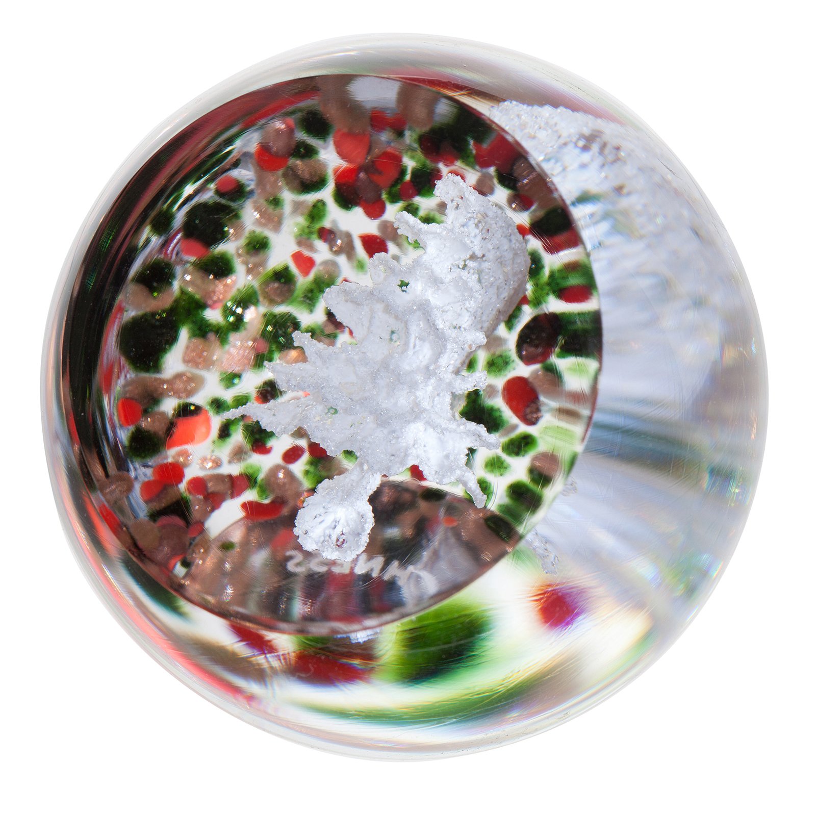 Caithness Glass Frostings Christmas Tree Paperweight | Red, Green, White | 50mm x 50mm | Handcrafted in Scotland | Miniature frosted evergreen trees dusted with snowflakes sparkle| Ornamental | Boxed