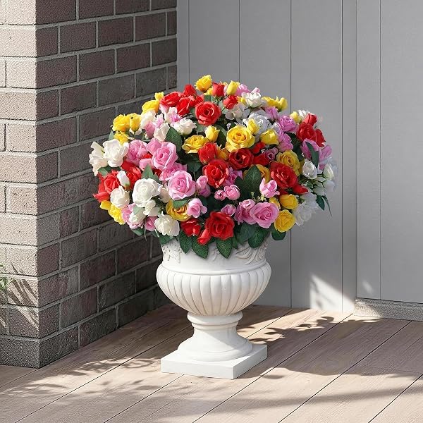 16 BUNDLES 17″ARTIFICIAL ROSES, REALISTIC SILK BOUQUET FLOWER(MIXED COLOR)
