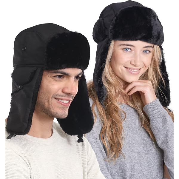 Chapeau Trappeur Doublé Fourrure - Cache-oreilles épais, Coupe-vent, Unisexe Pour L'hiver (tour De Tête 58-60 Cm)