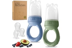 KeaBabies Baby Fruit Feeder 2pk - Silicone Baby Food Feeder for Babies 6-12 months, Breast Milk Popsicle Teether, Weaning, Teething Pacifier, Freeze Frozen Solid Food, Infant Feeding Essential (Slate)
