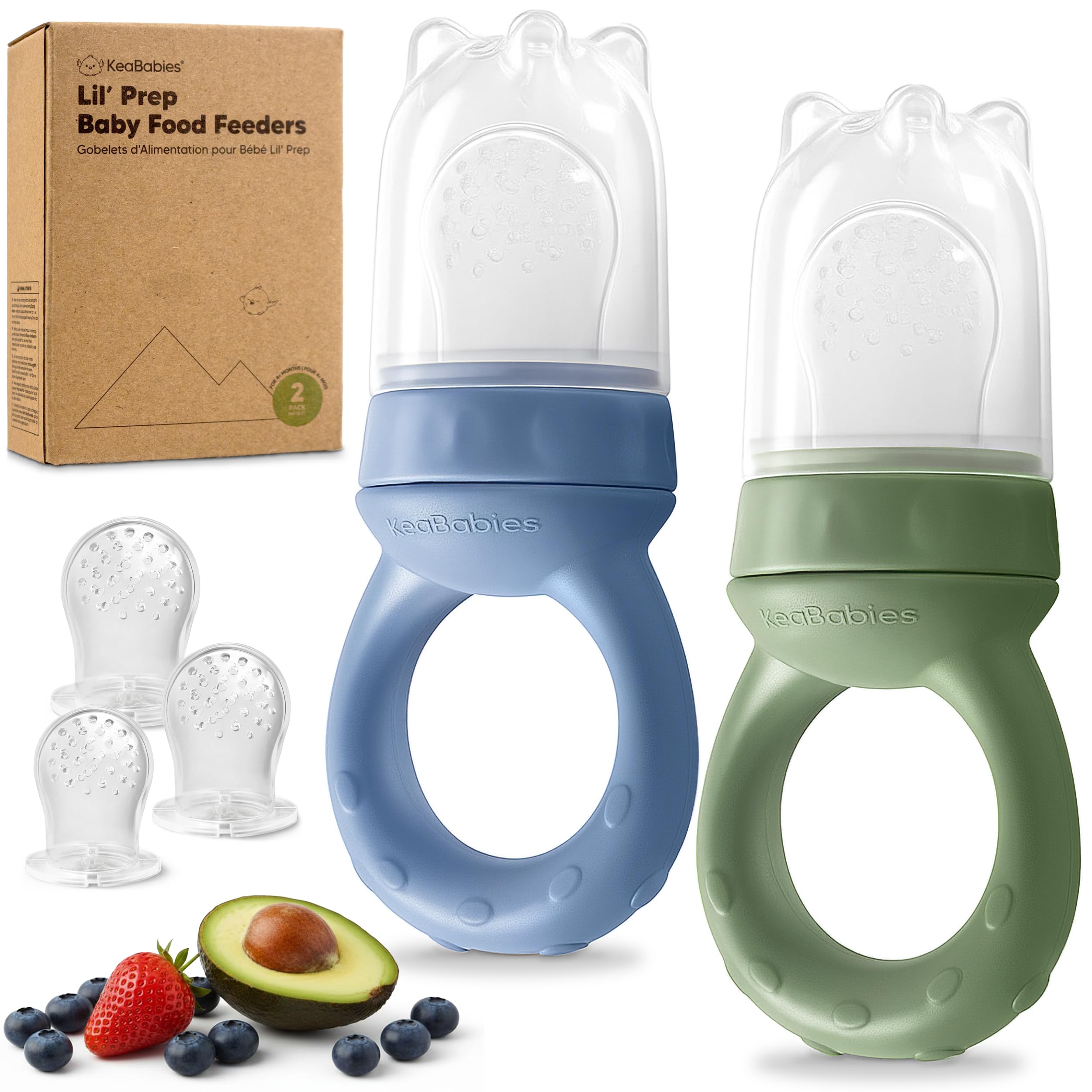 Photo 1 of KeaBabies Baby Fruit Feeder 2pk - Silicone Baby Food Feeder for Babies 6-12 Months, Breast Milk Popsicle Teether, Weaning, Pacifier, Freeze Frozen Solid Food, Infant Feeding Essential (Slate)