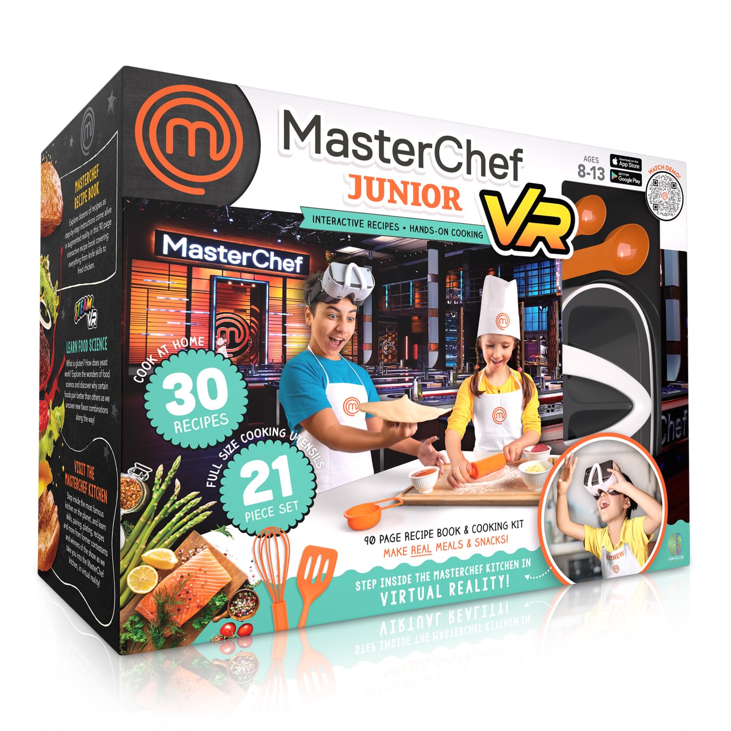 Abacus Brands VR MasterChef Junior - Virtual Reality Kids Cookbook and Interactive Food Science STEM Learning Activity Set (Full Version - Includes Goggles) - for Ages 8 and Up [Packaging May Vary]