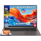 LG Gram Max 17 Touchscreen Laptop Computer Business, Intel Ultra 7 355 | 32GB DDR5 1TB SSD, 17" WQXGA IPS 350 Nits, Copilot+ AI PC, Wi-Fi 7, Thunderbolt 4, 26.5H Battery, Ultralight, Windows 11 Pro