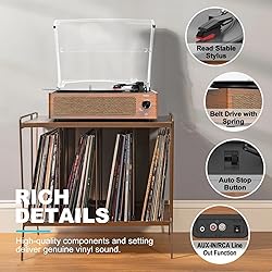 Vinyl Record Player with Speakers Vintage Turntable