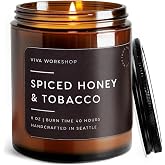 Spiced Honey & Tobacco Scented Candle for Home – Handcrafted in USA – Aroma Candle for Relaxing, Best Birthday Gift, Boyfrien