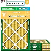 Filterbuy 16x25x1 Air Filter MERV 11 Superior Pet & Allergy Defense (4-Pack), Electrostatic Pleated HVAC AC Furnace Filters R