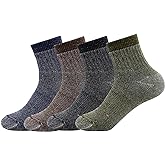 Caudblor Men's Merino Wool Hiking Socks-Thermal Warm Crew Winter Ankle for Trekking,Cycling,Multi Performance,4 Pack