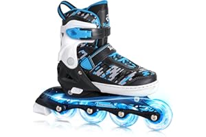 Kuxuan Skates Adjustable Inline Skates for Kids and Teens, Boys Girls Women Beginner Fun Illuminating Skates