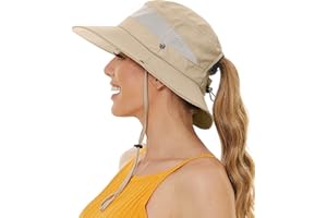 EW EAST WATER Sun Bucket Beach Hats for Women with Ponytail Hole,Sun Protection UV UPF50+ Waterproof Fishing Safari Hiking Hat