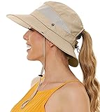 Sun Bucket Beach Hats for Women with Ponytail