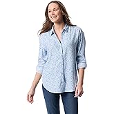 Gloria Vanderbilt Womens Amanda Oversized Button Down Shirt with Roll-tab Sleeves Standard