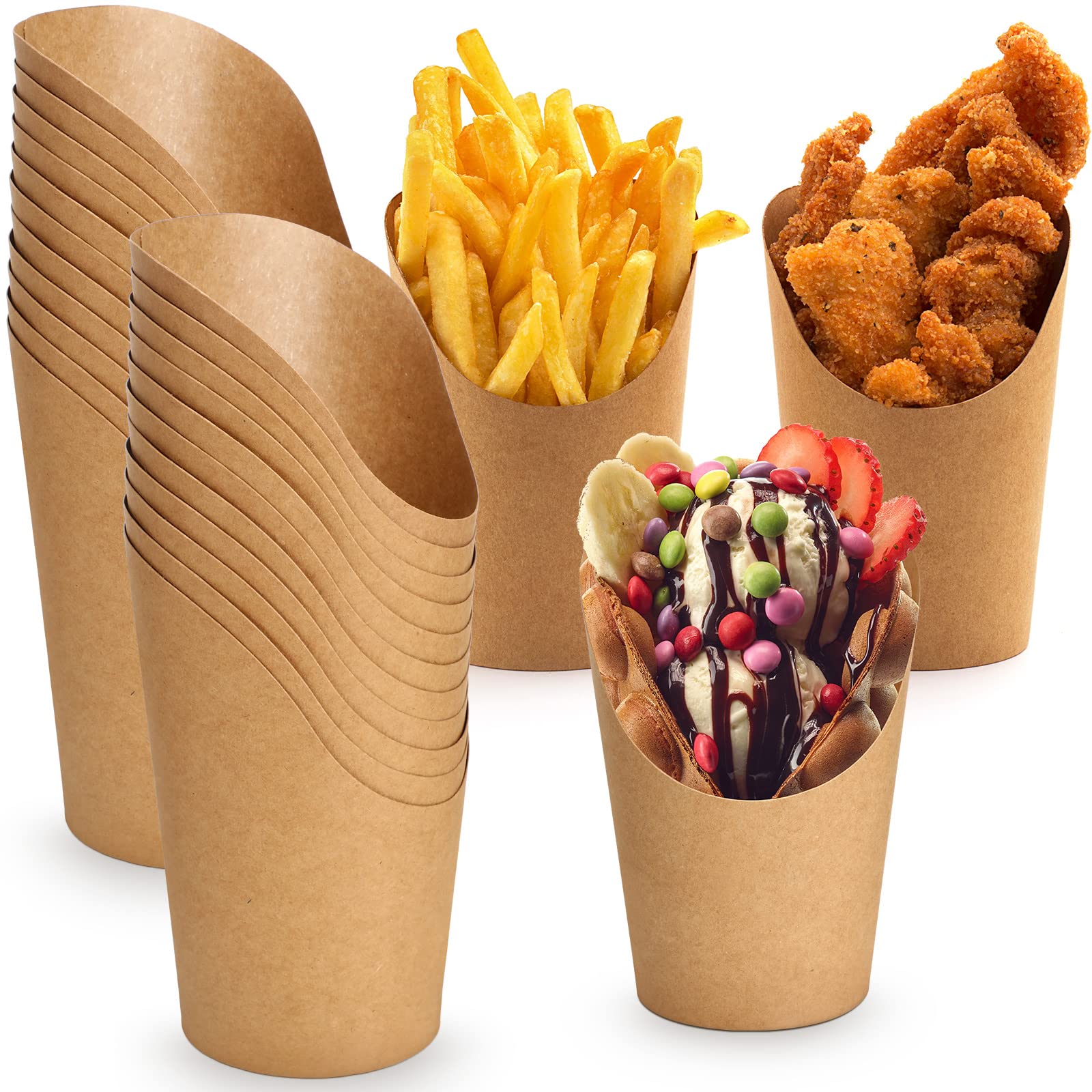 Photo 1 of 400 Pcs Disposable Charcuterie Cups Bulk 14 oz Kraft Paper French Fries Holder Popcorn Sandwich Waffle Baking Party Snack Boxes Take out Cups for Wedding Birthday Baby Shower Events(Brown)