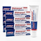 Secure Denture Adhesive Cream, Zinc Free Denture Glue, 1.4 oz, 8 Pack | Waterproof Seal - Food Grade Ingredients - Less Adhesive, More Hold - Tube Lasts Up to 8 Weeks