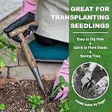 Haliaeetus Garden Dibber L-Shaped Wood Handle 5" Depth Marks Stainless Steel Tip view 5