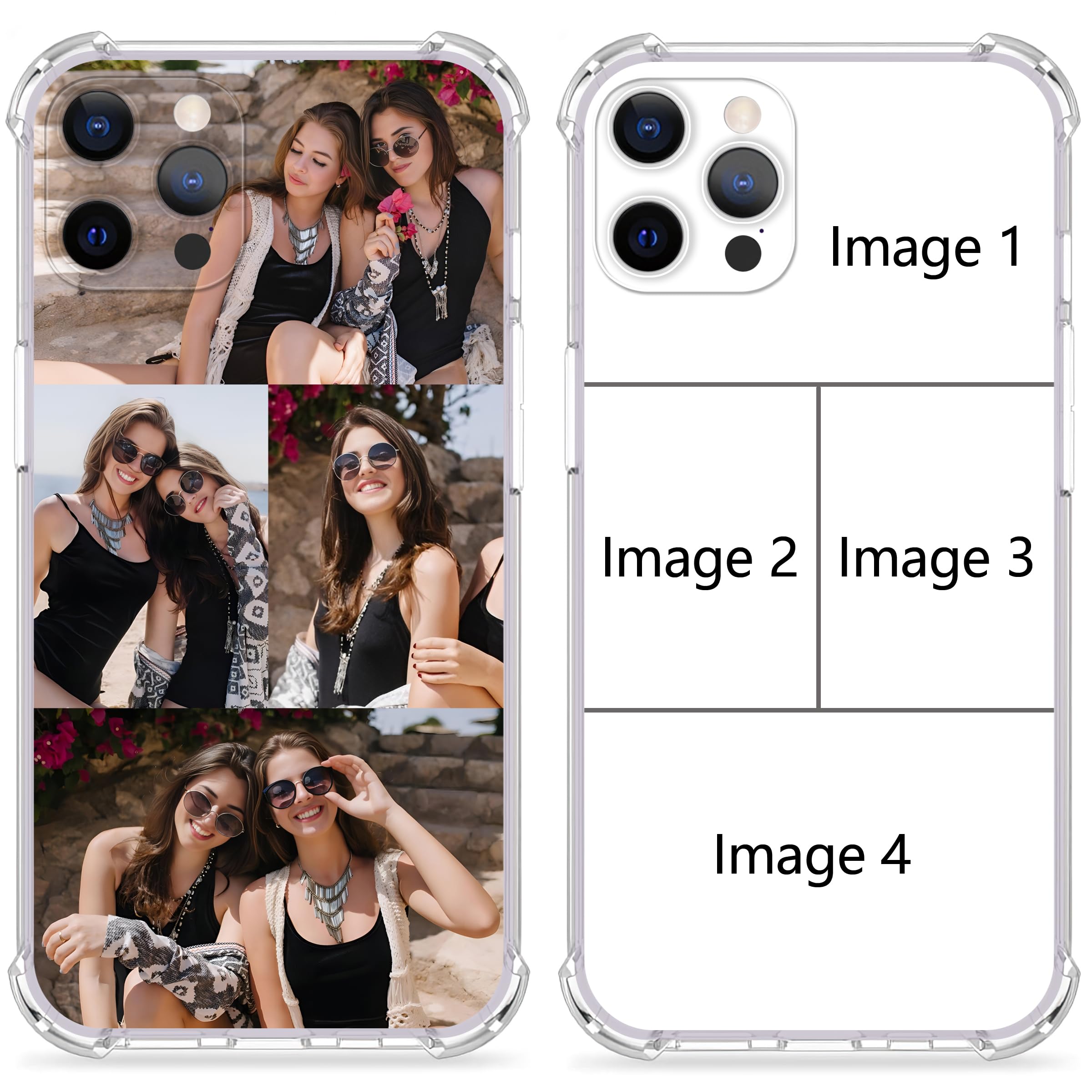 Custom Picture Phone Case for iPhone 17e 17 Air 16e 16 15 14 13 12 11 Pro Max Plus XR X 8 7, Four-Corner airbag is Anti-Drop,Customized Personalized Full ProtectionSoft Clear TPU Case (4 photos)