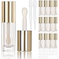 COSIDEA 14pcs Empty 6ml big doe foot wand Chunky lip gloss tubes for DIY lipgloss,Pink round lipgloss containers tubes with thick wand (Gold)