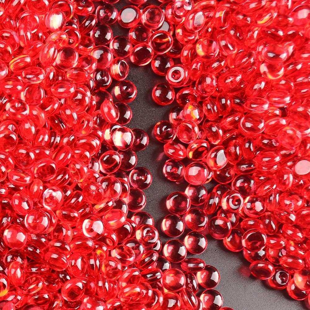 PMLAND Acrylic Mini Flat Marbles, Pebbles, Beads 3500+ Pcs 6 mm in Diameter for Valentine's Day Vase Fillers, Brush Holder, Party Table Scatter, Wedding, Decoration, Crafts - Red