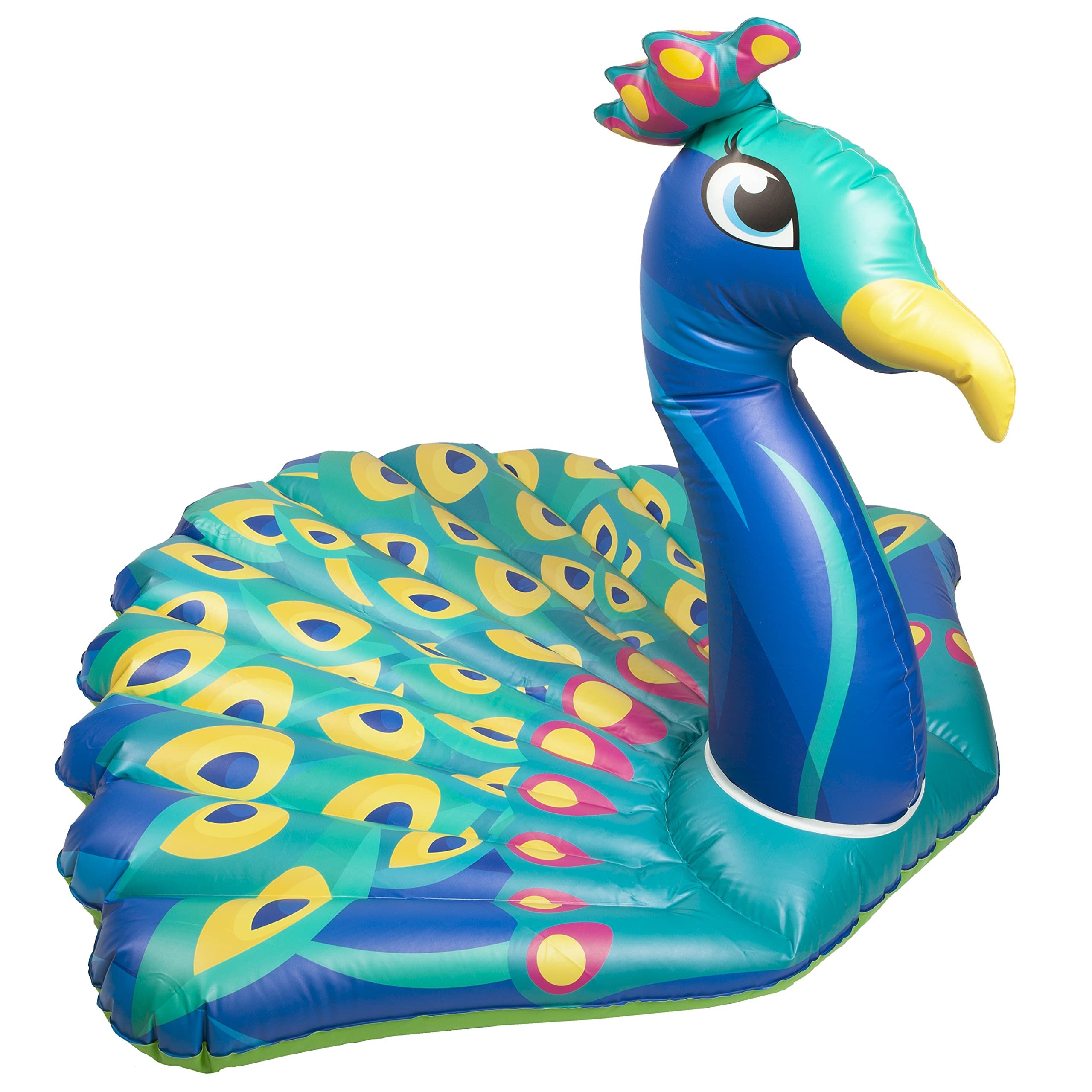 VFM - Inflatable Pool Float Peacock Lounger Novelty Swimming Lilo for Kids and Adults Super Fun Colourful Blue Bird Shaped Swim Beach Holiday Summer Toy