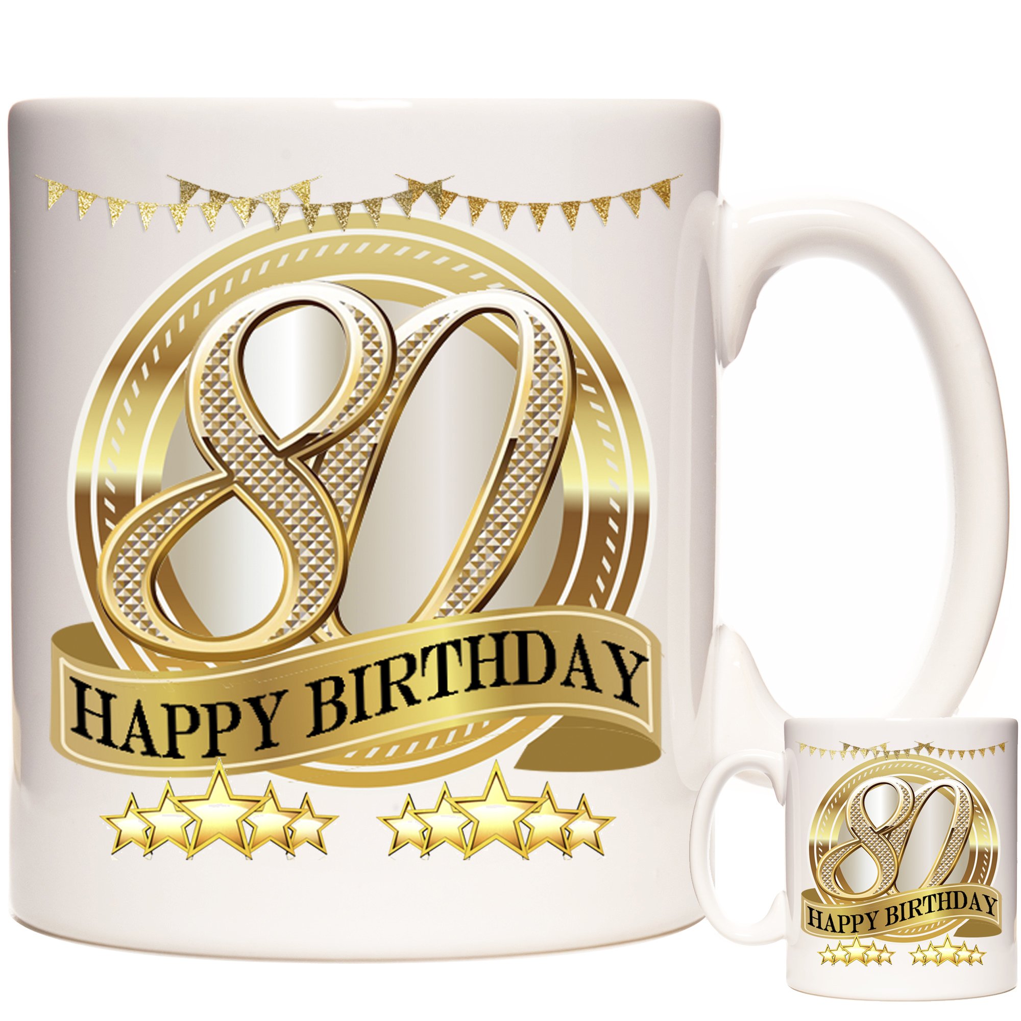 KAZMUGZ Happy 80th Birthday Mug. Gift for Someone Celebrating Their 80th Birthday. 80th Birthday Present Mug. 11oz Ceramic Mug