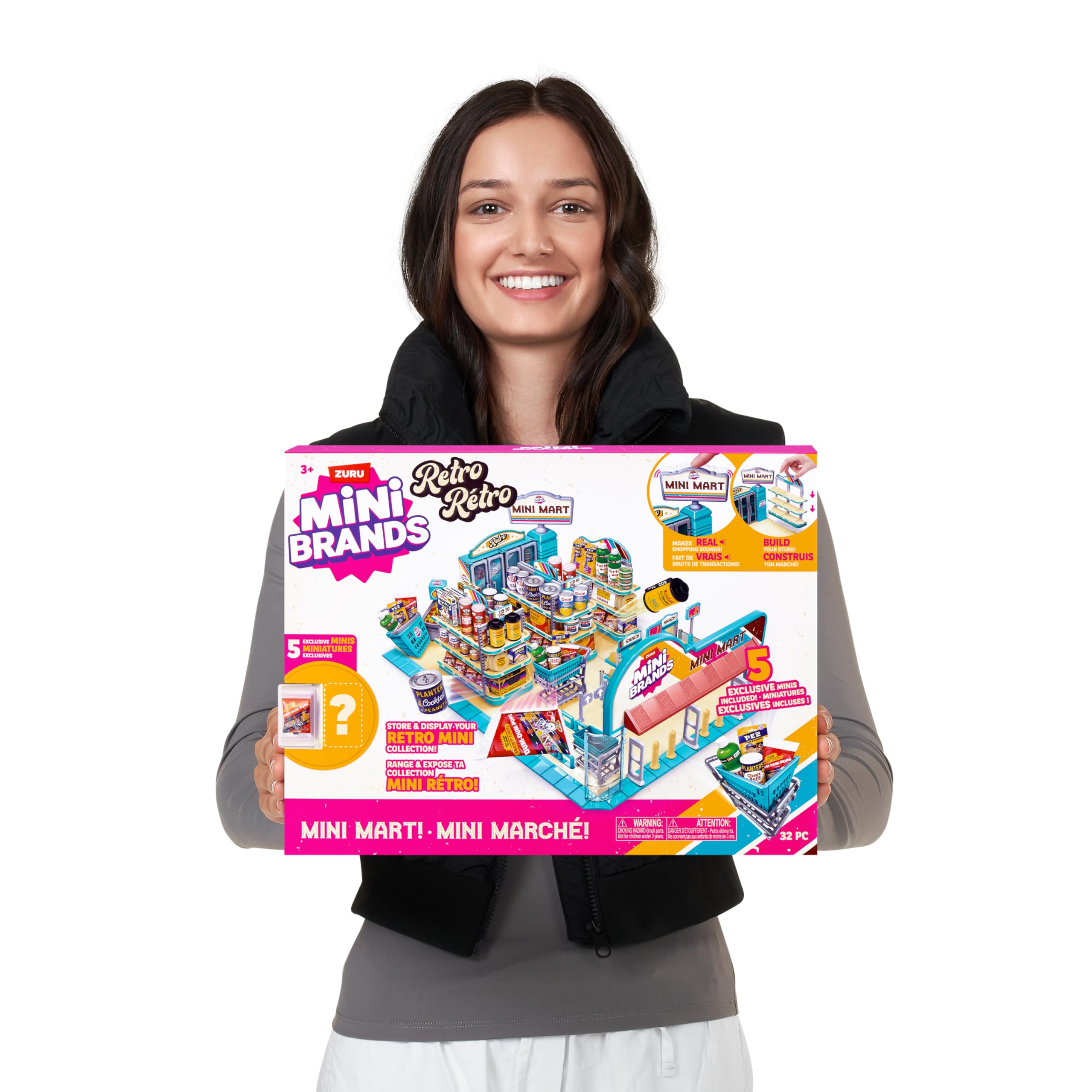 Mini Brands Retro Mini Mart with 5 Minis, Amazon Exclusive Playset, by ZURU – Real Miniature Collectible Store for Kids, Role Play, and Display