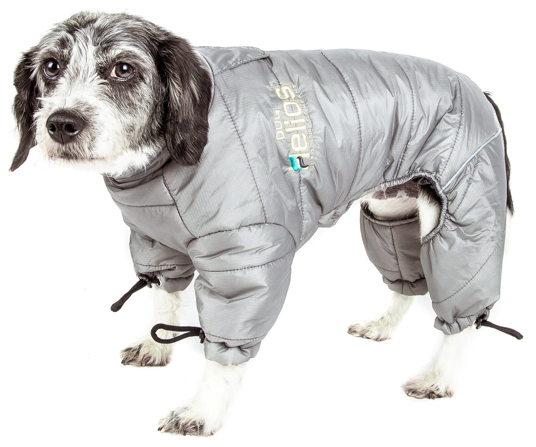 DogHelios Thunder-crackle Full-Body Waded-Plush Adjustable and 3M Reflective Pet Dog Coat Jacket, Grey, SM