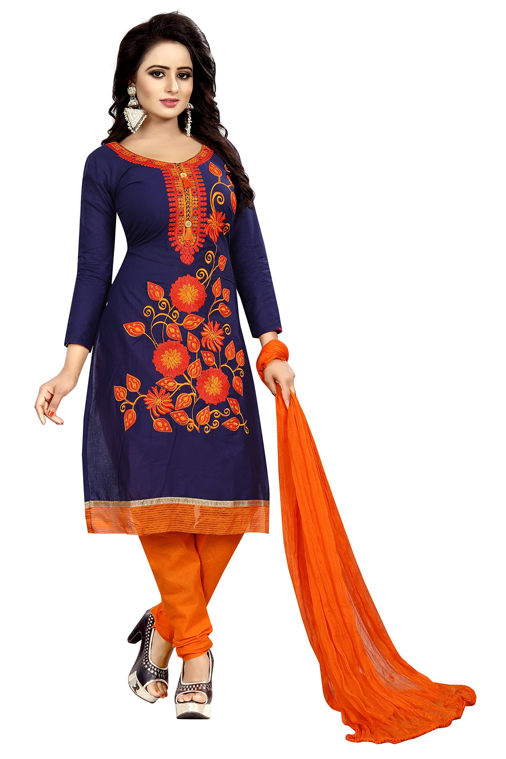 Alazra Creation Women's Cotton & Chiffon Unstitched Salwar Suit