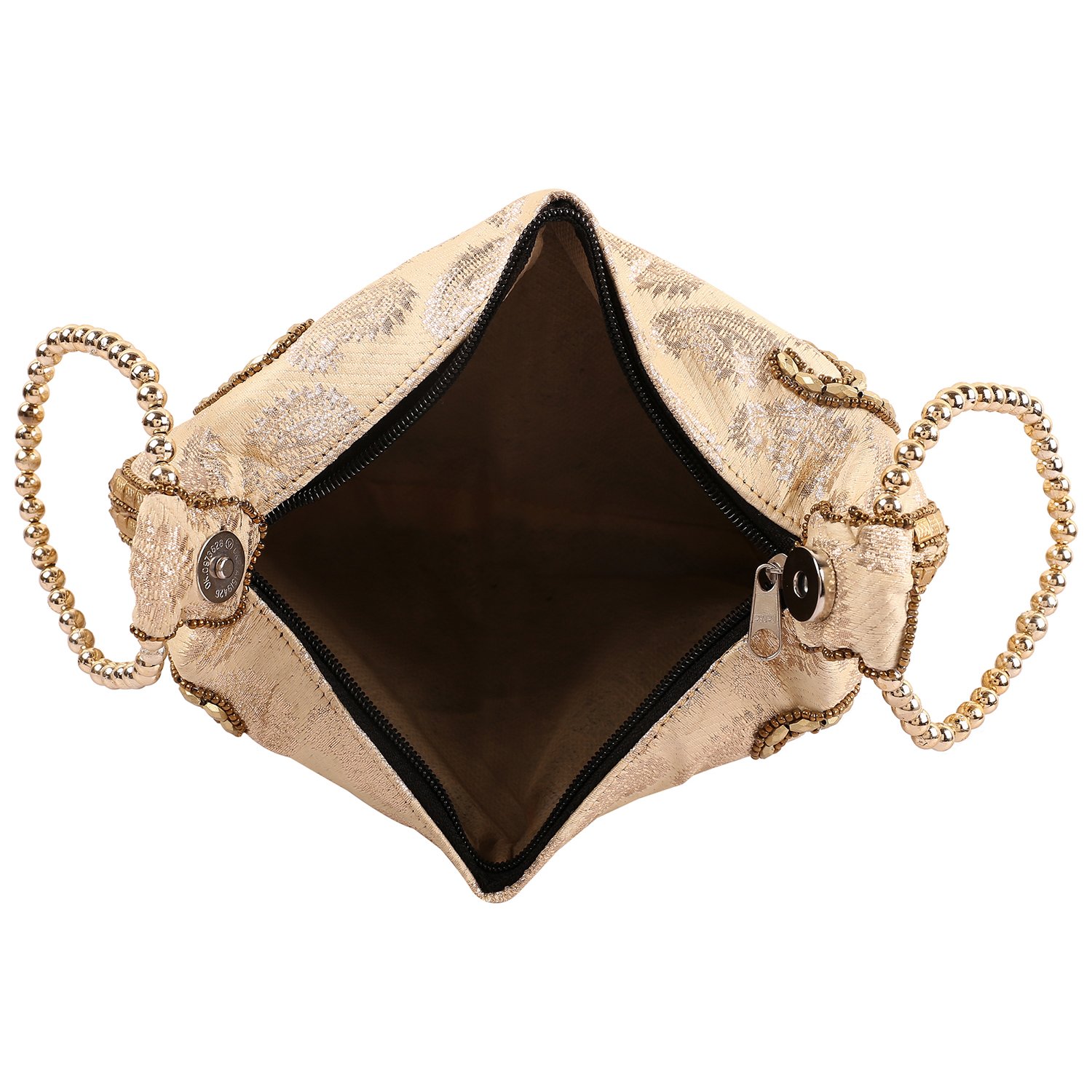 craft trade handmade designer rajasthani silk potli bag for women's cream