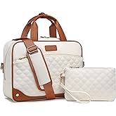 Leather Laptop Briefcase for Women 15.6 Inch Laptop Work Bag Waterproof Computer Bag for Women with Clutch Purse