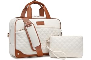 Boetru Leather Laptop Briefcase for Women 15.6 Inch Laptop Computer Bag Waterproof Large Shoulder Messenger Bag with Strap Business Office Work Bag with Clutch Purse