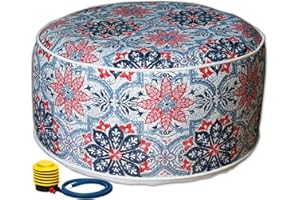 Kozyard Inflatable Ottoman Stool - Portable Round Pouf for Indoor/Outdoor Use - Perfect Small Foot Rest or Seating for Kids and Adults - Ideal for Camping or Home (Affinity)