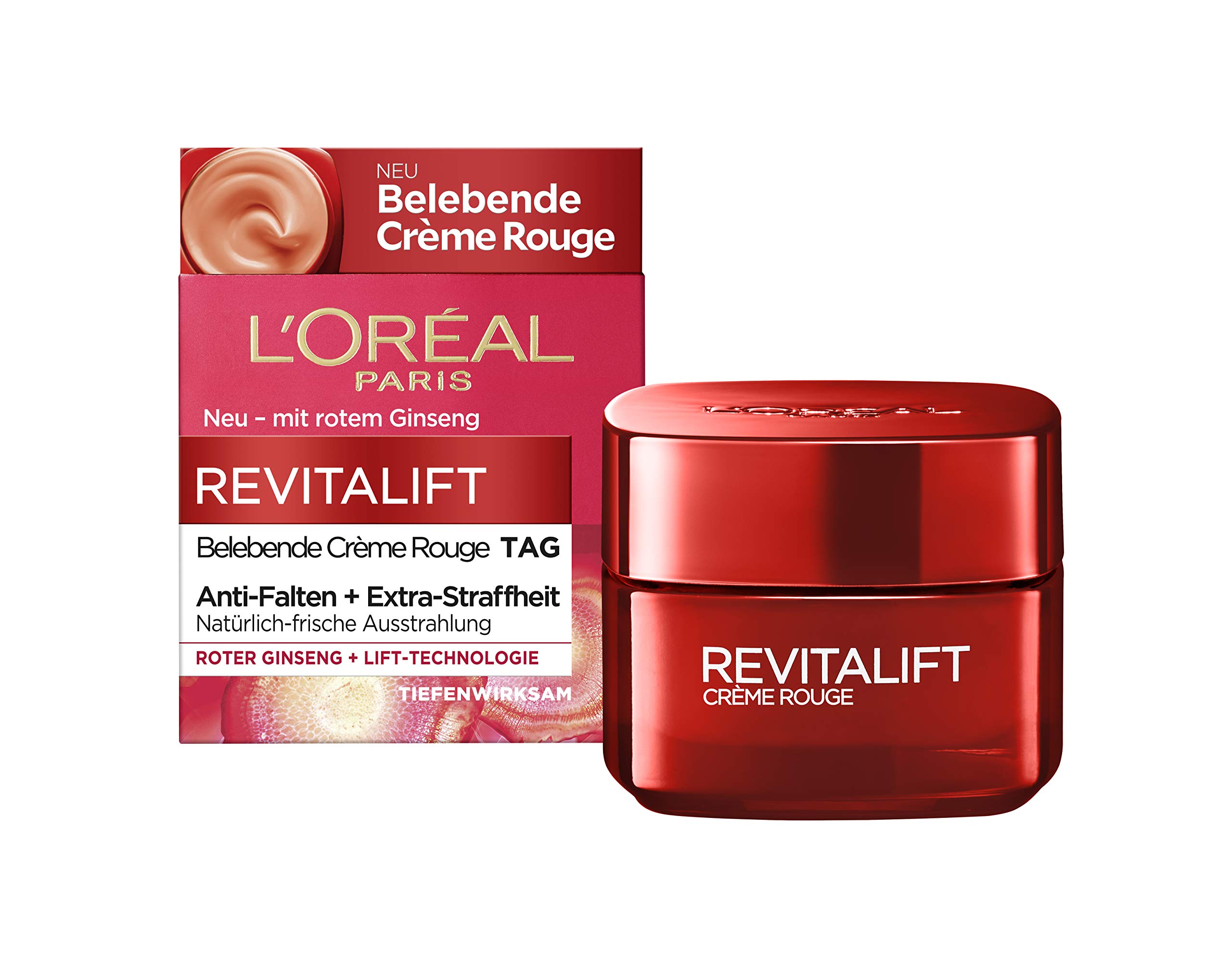 L'Oréal Paris Revitalift Invigorating Crème Rouge Day Cream with Red Ginseng Smoothes Skin and Provides a Refreshing Glow 50 ml