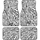 Car Floor Mats Zebra Stripes Print Car Mats with Anti-Slip Nibbs Backing Automotive Floor Mats Fit for SUV,Vans,Sedans, Trucks,Set of 4pcs
