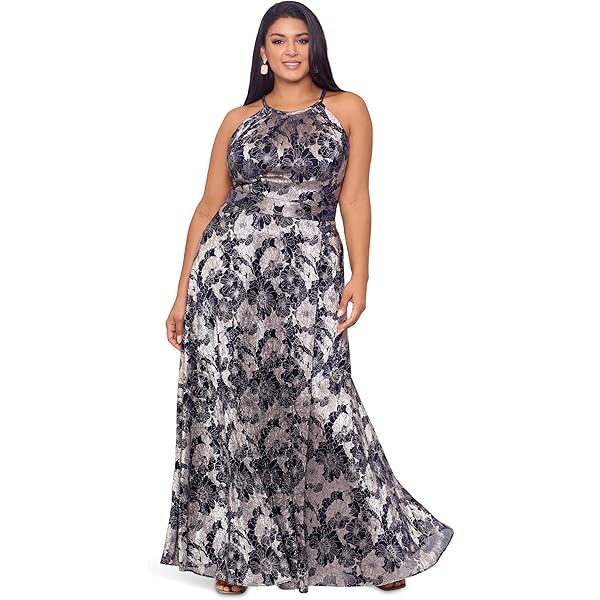Amazon.com: Betsy & Adam Women's Long Sleeveless One Shoulder Metallic  Print Gown, Navy/Gold, 4 : Clothing, Shoes & Jewelry