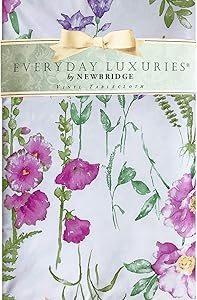 Newbridge Wildflower Fields Vinyl Flannel Backed Tablecloth - Purple, Green and Yellow Wildflower and Fern Garden Indoor/Outdoor Picnic, BBQ and Dining Tablecloth- 60” x 102” Oblong/Rectangle