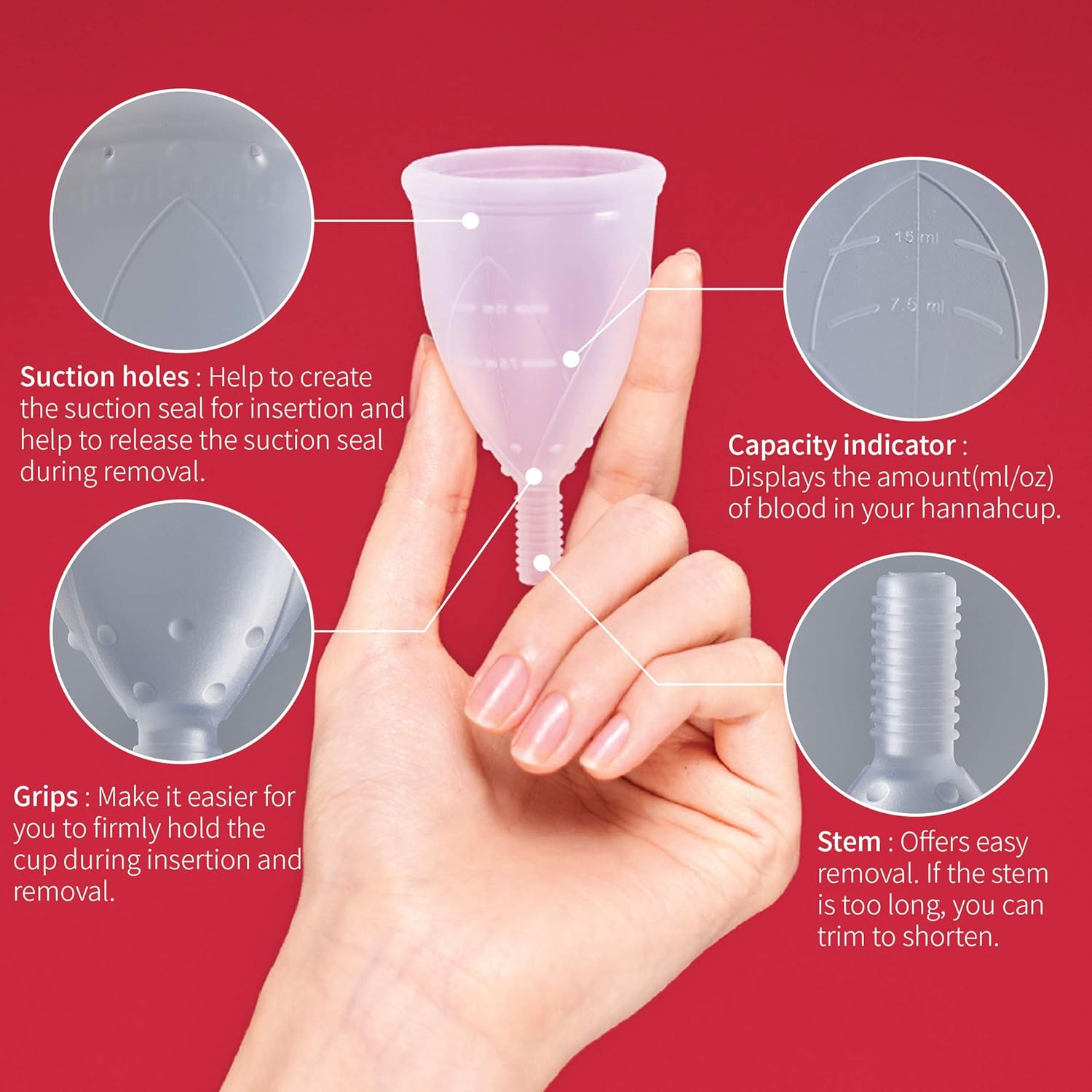 hannahcup Menstrual Cup - Medium - 100% Medical Grade Soft Silicone - FDA Registered: Health & Personal Care