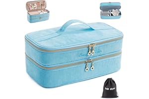 ELCUPA Double-layer Hair Tools Travel Case with Black Hair Dryer Bag with Detachable Divider compatible with Shark FlexStyle/SmoothStyle - Flat Curling Iron Travel Organizer