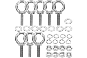 SRZTXU 8 Pack M10 Stainless Steel Eye Bolts with Nuts Washers, 1.37"（35mm） Thread Length - Eyebolts for DIY, Furniture, Swing, and Outdoor Use (8, M10 x 35mm)