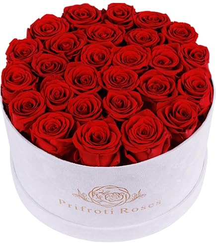 Forever Real Roses Long Lasting Rose Arrangement 27 Preserved Red Roses In White Box ...