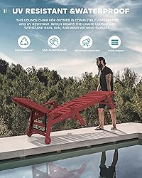 SERWALL Patio Chaise Lounge Chair, 78'' Long HDPE