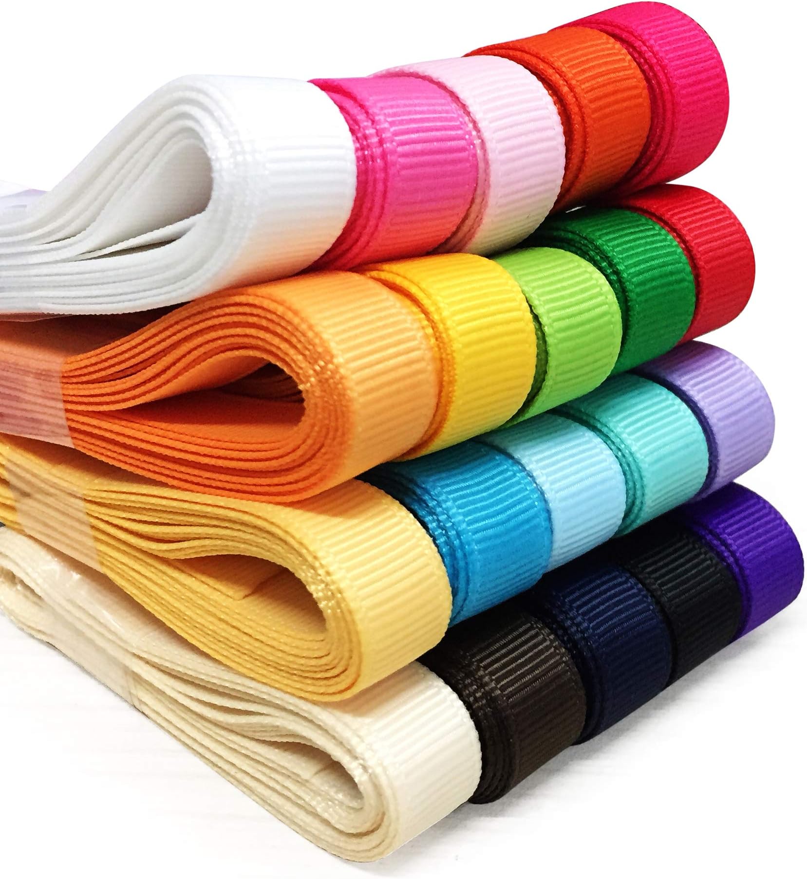 YAMA Grosgrain Fabric Ribbons Set - 3/8" 40 Yards for Gift Ribbon Wrapping, Hair Bow Accessories DIY, Crafting, Sewing,Wedding Decor,Boy Girl Baby Shower