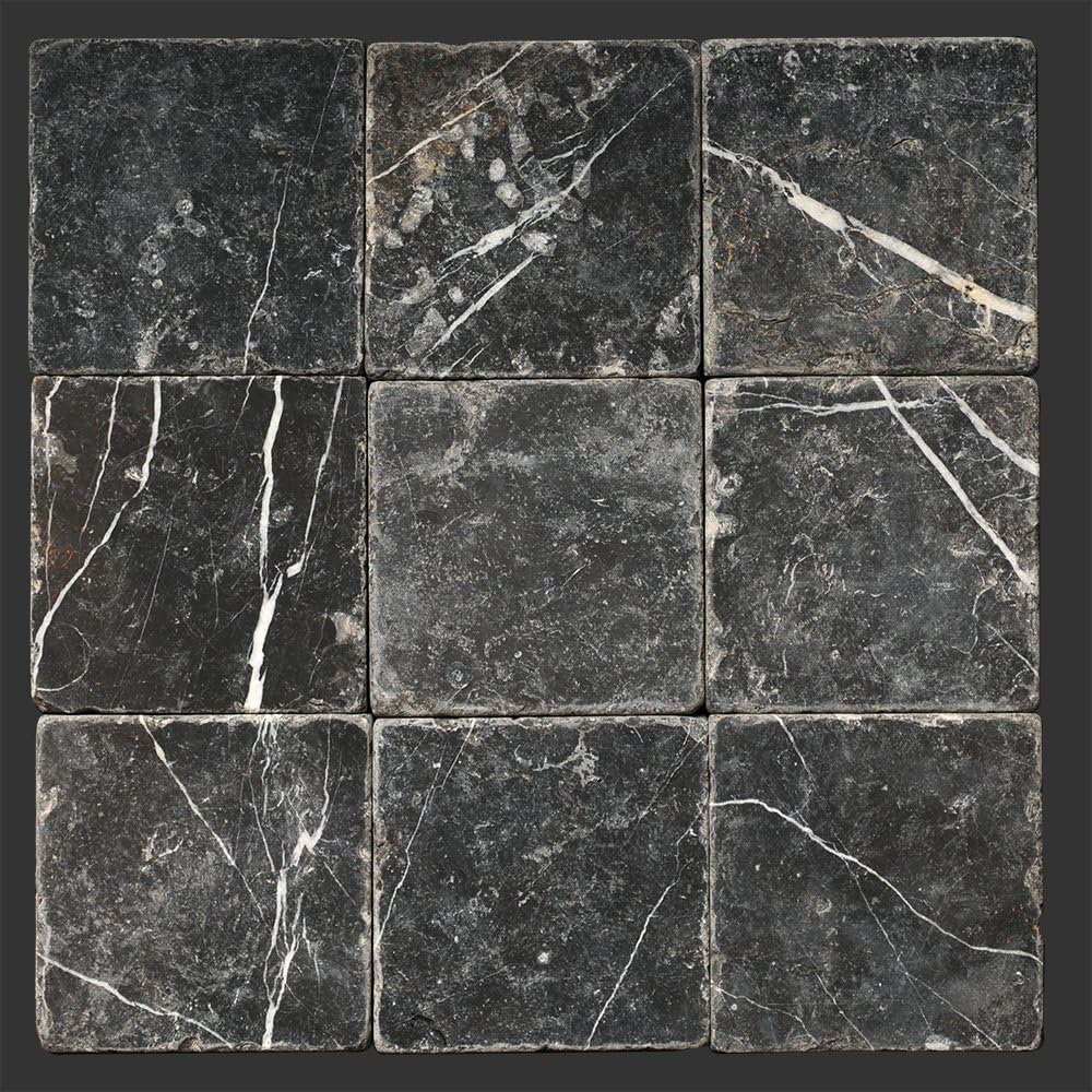 Black Taurus Black Marble 4 X4 Tumbled Tile Box Of 5 Sq Ft Amazon Com