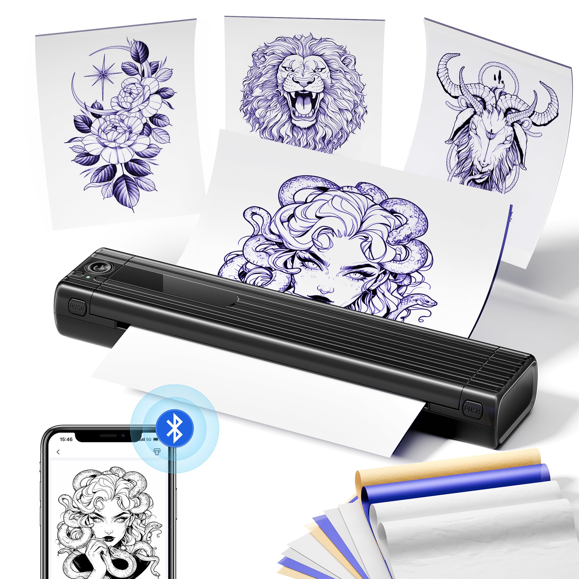 ASprink Tattoo Printer,TP83 Tattoo Stencil Printer, Portable Thermal Printers,Compatible with iOS/Android, for Professional Artists, Beginners & Studios