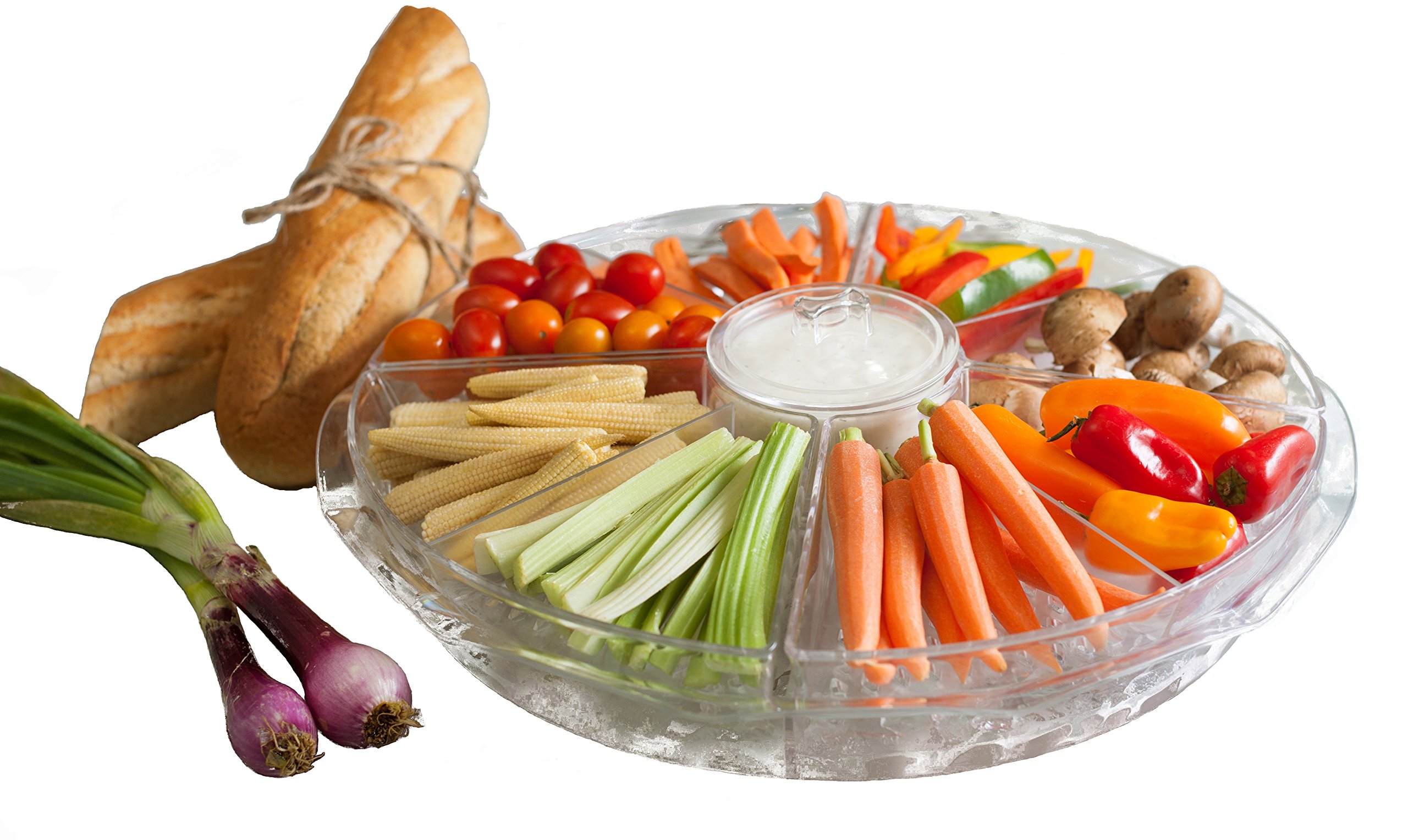 Adorn Home Essentials 8Section AppetizersonIce Platter Dish with