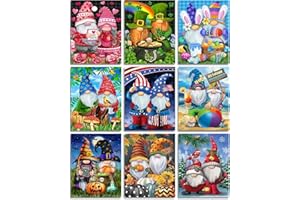Pretyps Diamond Art Kits for Adults - 9 Pack Gnome Diamond Painting for Beginners Diamond Dots Round 5D Full Drill Paint with Diamonds Pictures Gem Art Painting Kit DIY Crafts Kits 12x16 inch