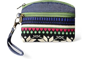 ABBERRY Cute Floral Pattern Coin Purse for Women Small Wallet with Zipper and Wrist Strap