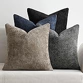MIULEE Pack of 4 Couch Throw Pillow Covers 18x18 Inch Neutral Navy/Grey Soft Decorative Chenille Pillow Covers Farmhouse Accent Cushion Covers for Boho Home Decor Sofa Bedroom Living Room