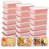 Glotoch Pink Meal Prep Containers Reusable,38OZ 1or2 Compartment To Go Containers, Double Use as Divided Plastic Food Prep Co