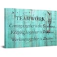 KREATIVE ARTS Large Teamwork Definition Office Quotes Sayings Words Art Wall Decals Canvas Quotes for Dorm Motivational Wall Art Success Quote Teal Pictures Ready to Hang 24x36in