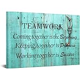 KREATIVE ARTS Large Teamwork Definition Office Quotes Sayings Words Art Wall Decals Canvas Quotes for Dorm Motivational Wall Art Success Quote Teal Pictures Ready to Hang 24x36in