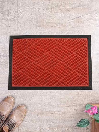 SWHF Premium Coir and Rubber Quirky Design Door and Floor Mat (40x60, Red Diamond)